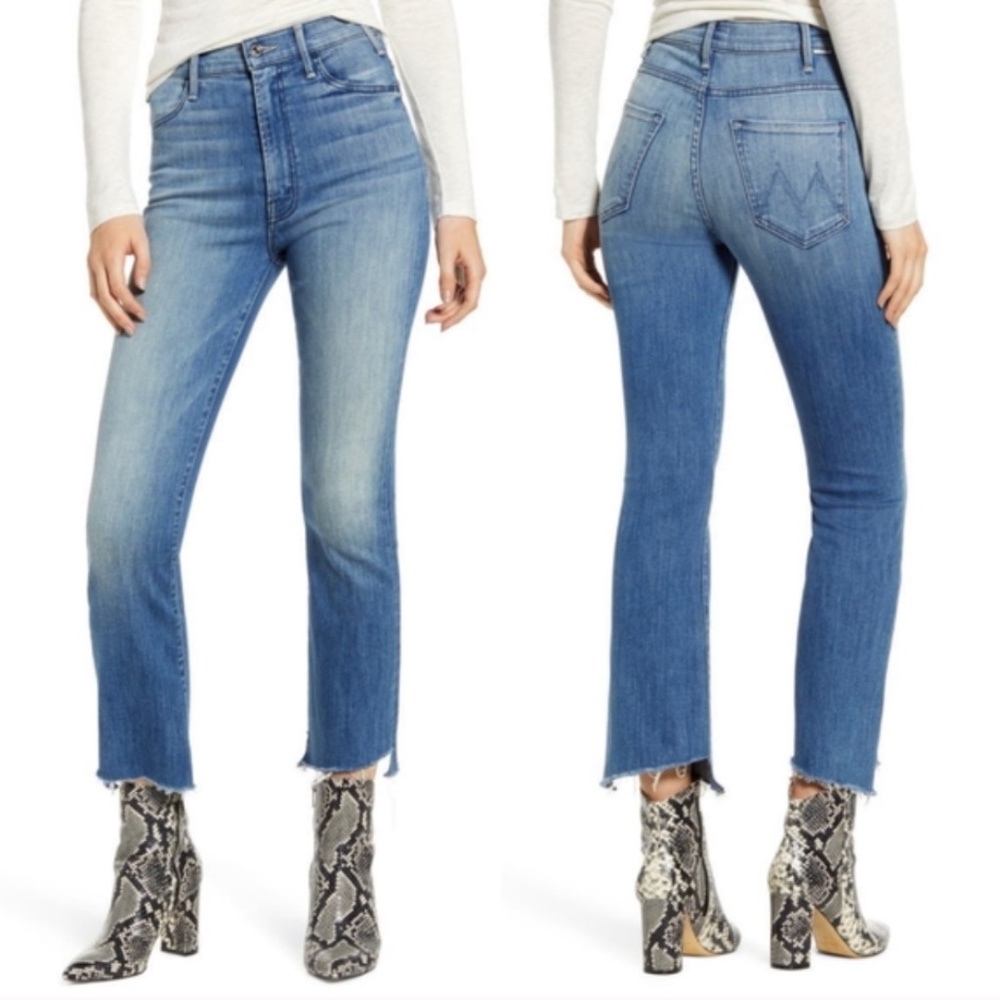 MOTHER Jeans - The Hustler Two Step Fray, High Waist Ankle Bootcut Jeans (Sz 28)
